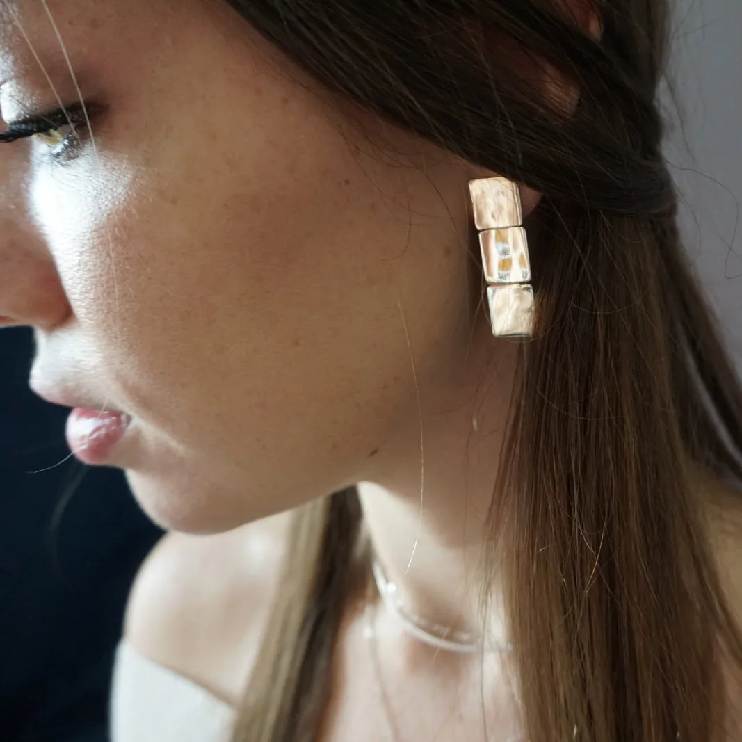 Three Square Post Earrings