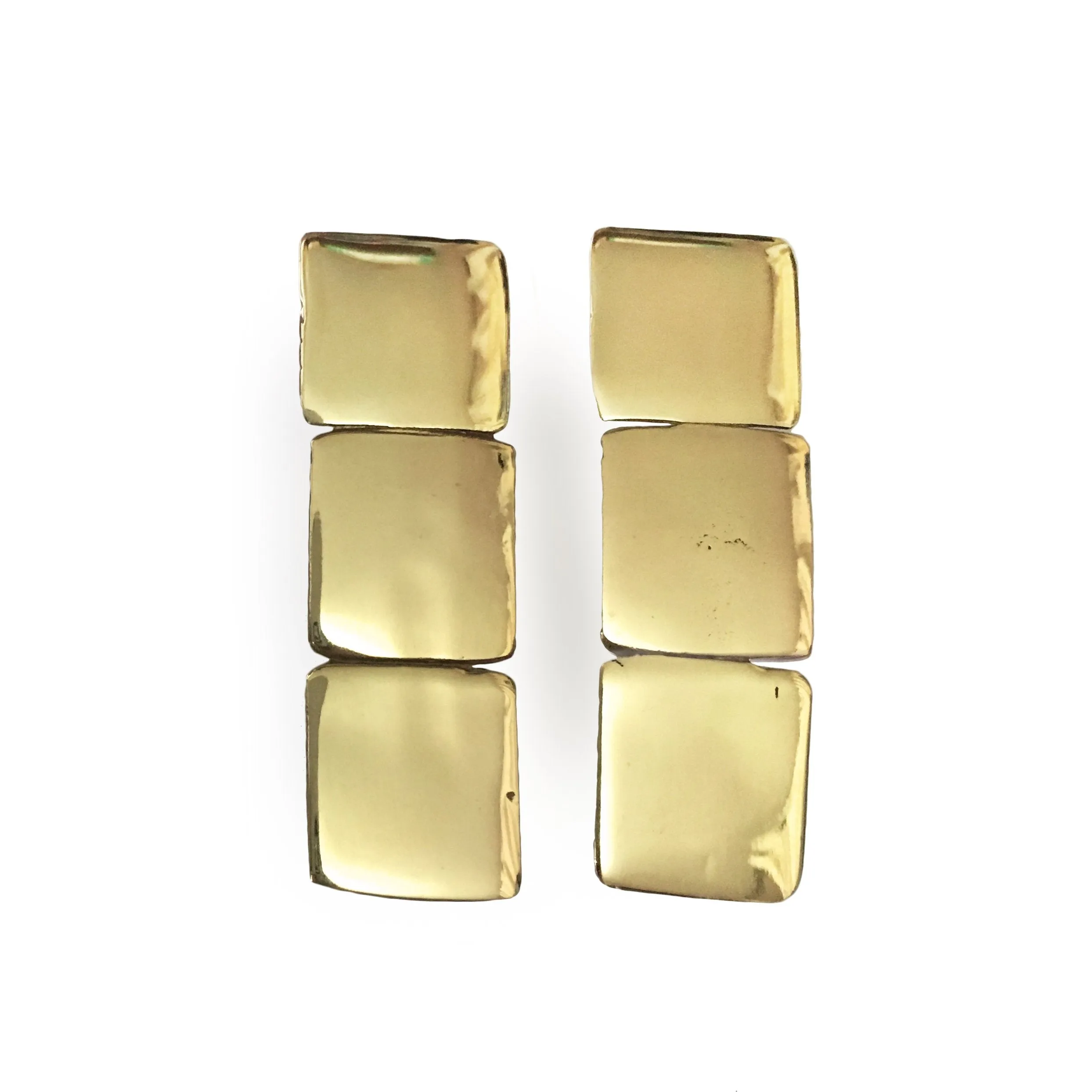 Three Square Post Earrings