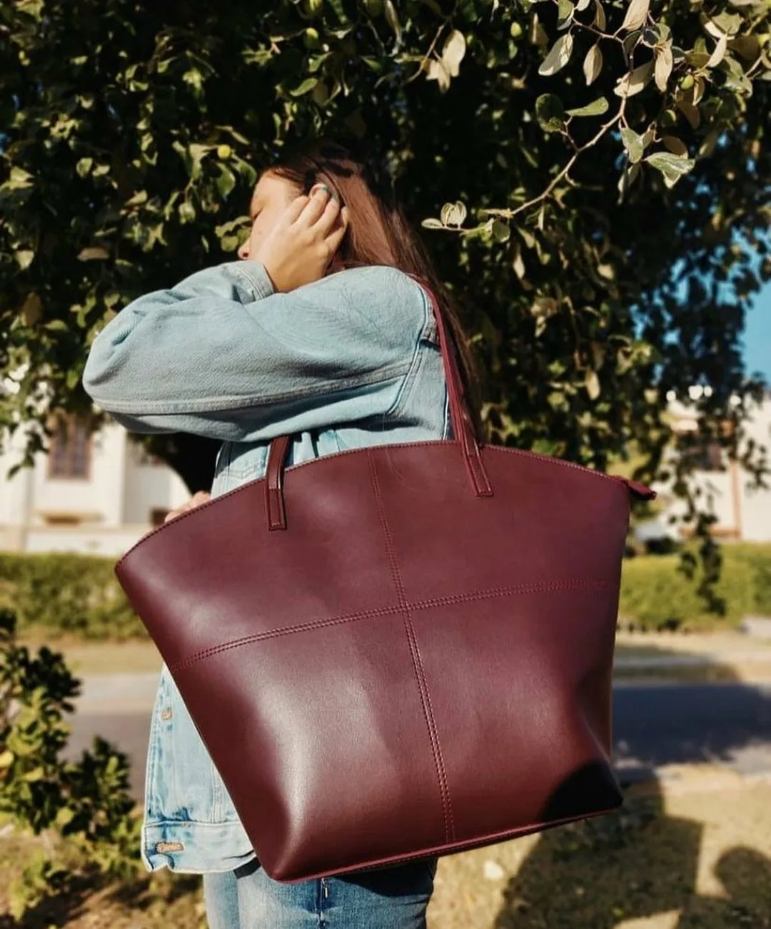 TOTE SHOULDER Maroon BAG