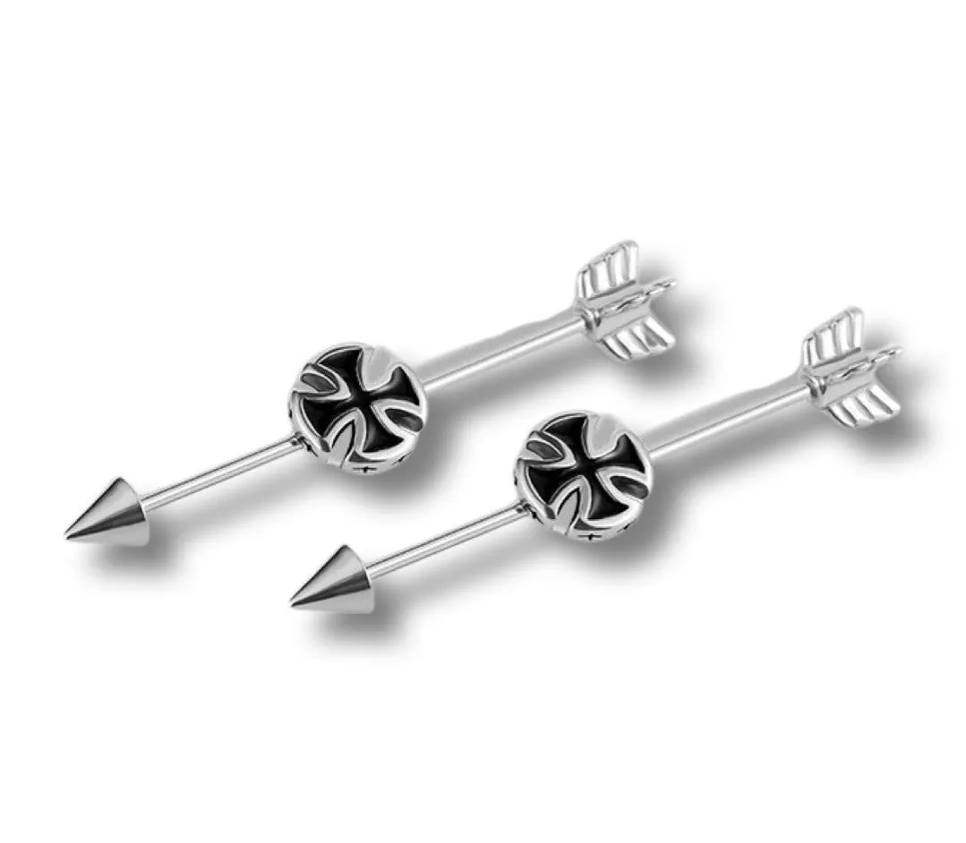 X Cross Arrow Industrial Barbell Body Piercing